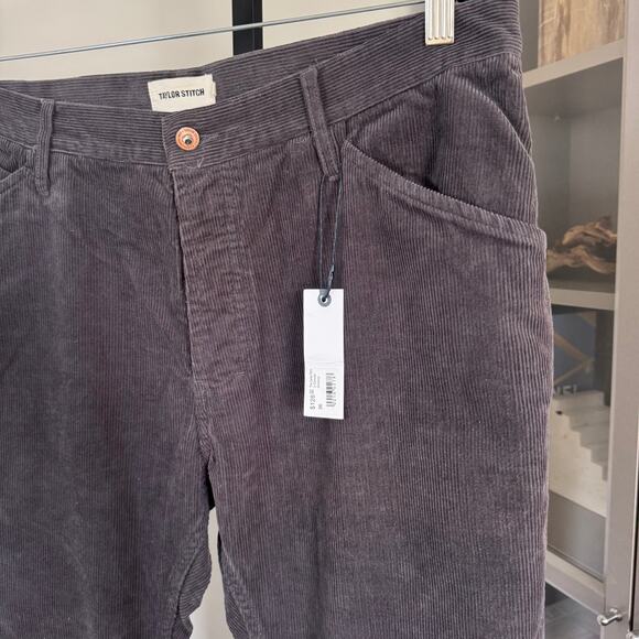 Taylor Stitch The Camp Charcoal Corduroy Pants 36 NEW Straight Organic Cotton - Picture 3 of 6